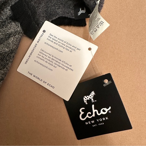 Echo New York Grey Ombre Zebra Stripe Winter Scarf - Picture 2 of 6